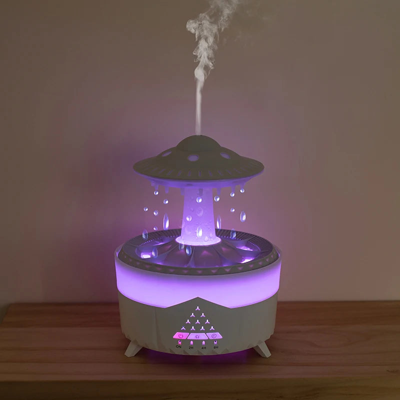 350ml Mini USB Aroma Air Humidifier — Raindrop Design with Remote Control, Colorful Light & Aromatherapy Oil Diffuser for Room