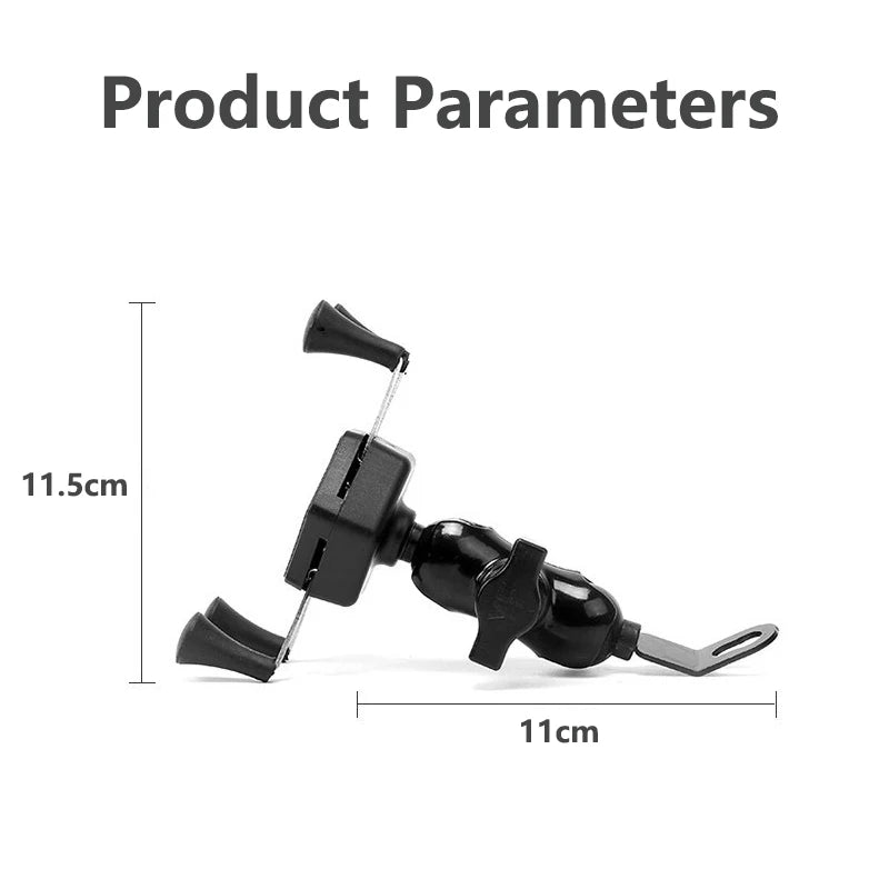 Universal 360° Rotating Motorcycle Phone Holder – Adjustable Rearview Mirror Mount for Scooter & Motorbike