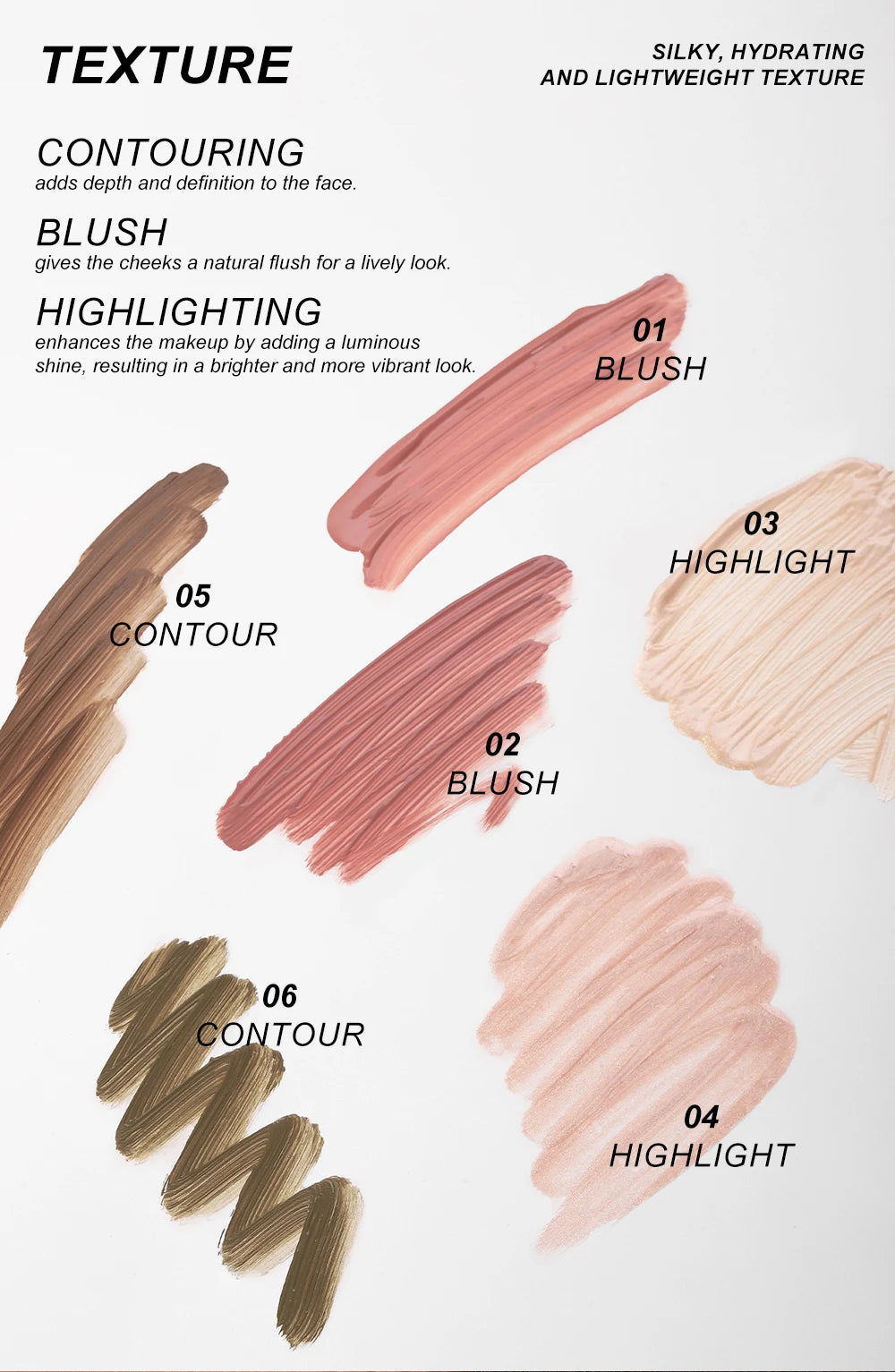 YOUNG VISION Air Cushion Powder Blusher - High Gloss Stick Rouge Makeup Liquid, 6 Color Options