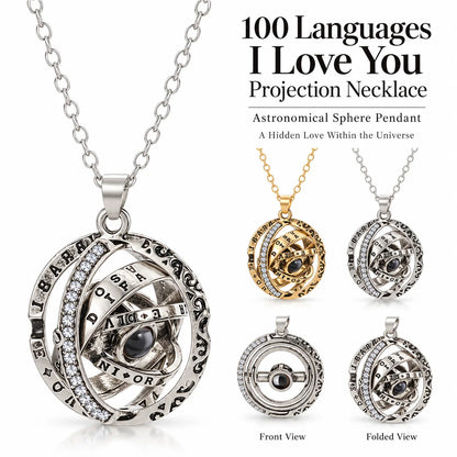 100 Languages I Love You Projection Necklace - Romantic Pendant Jewelry Gift for Girlfriend, Wife, or Partner