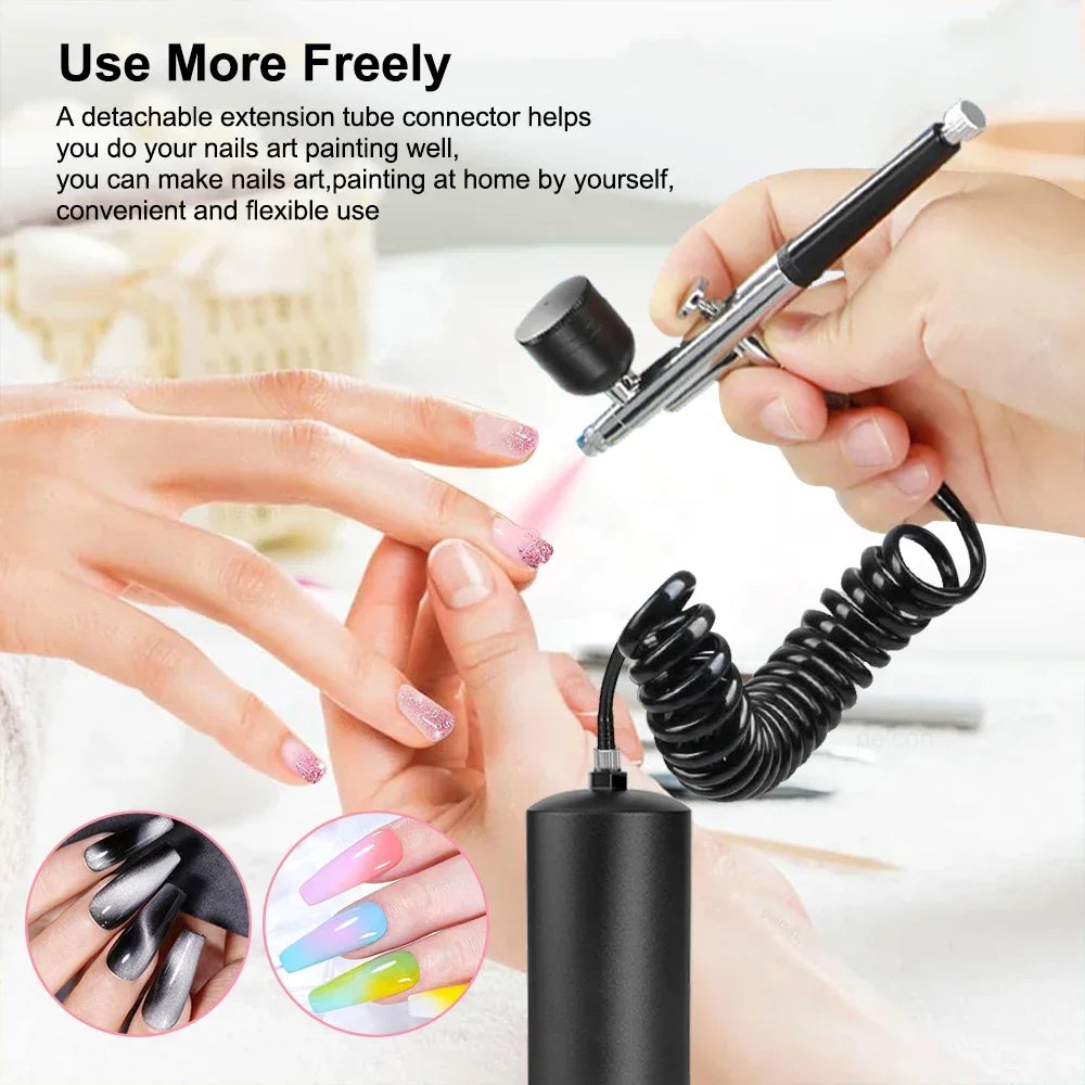 Portable Wireless Airbrush Kit — Handheld Electric Spray Gun with Compressor for Coloring, Tattoo, Graffiti & Model Painting