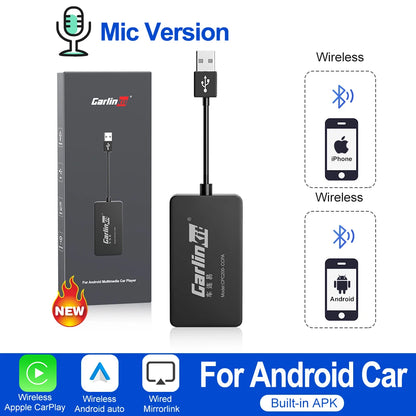 CarlinKit Wireless CarPlay & Android Auto USB Adapter – Wireless Dongle for Car Multimedia, MirrorLink, Waze & Spotify
