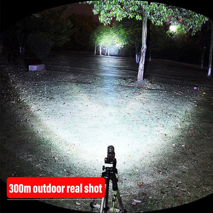 High Power Zoomable LED Flashlight - T6 Lamp Beads, Waterproof, 4 Lighting Modes, Multi-Function with USB Charger for Camping