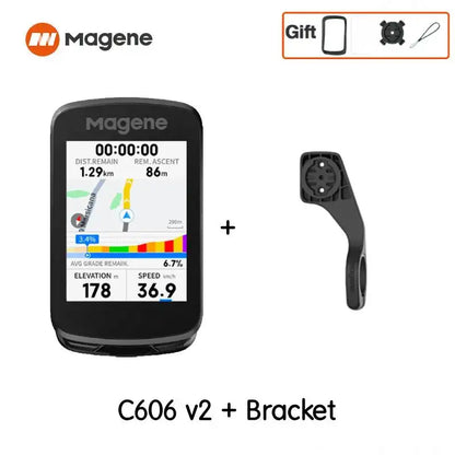 Magene C606V2 GPS Bike Computer – Touchscreen Cycling Speedometer with WiFi, Bluetooth, ANT+, Navigation, Climb & Odometer Functions