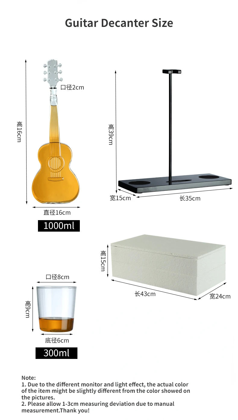 High Borosilicate Glass Wine Decanter – Guitar & Violin Shaped Thickened Transparent Bottle, Decorative Craft Wine Set