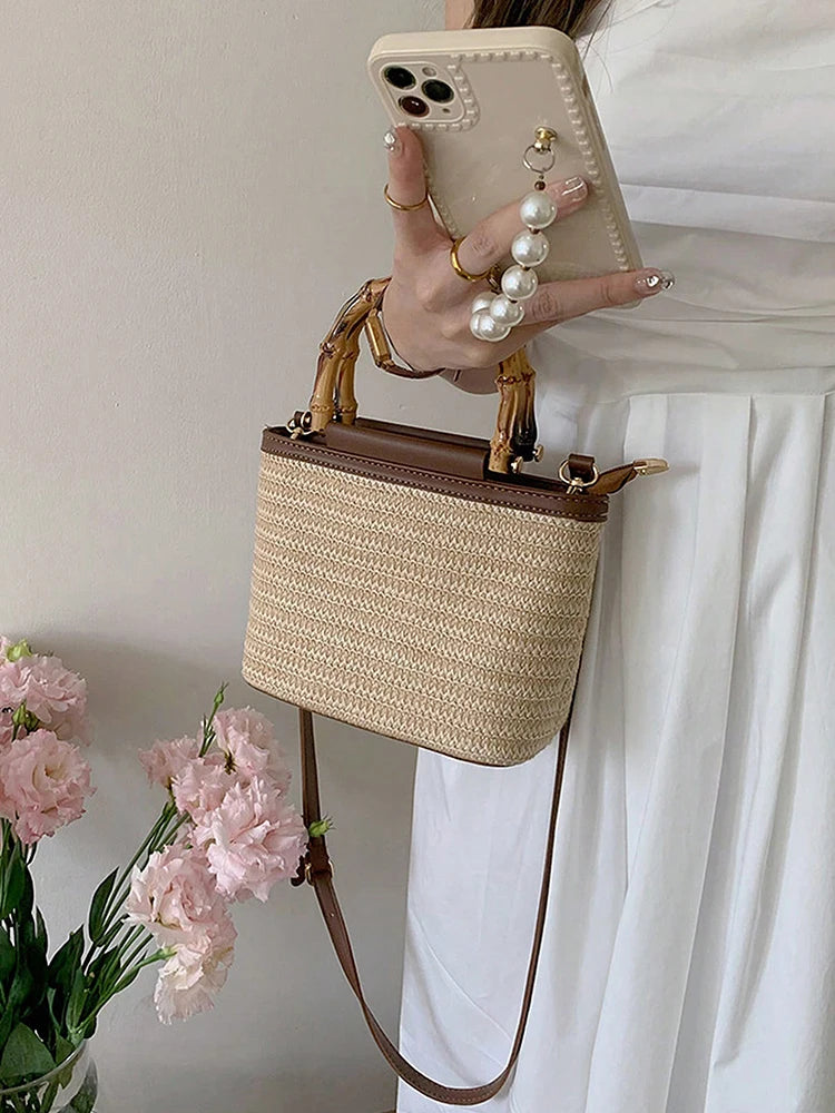 2025 Women’s Summer Woven Bag – Fashion Crossbody & Bucket Shoulder Bag for Casual, Beach, and Daily Use