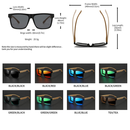 Wood Grain Square Sunglasses - UV400 Unisex Fashion Eyewear for Driving, Hiking & Travel