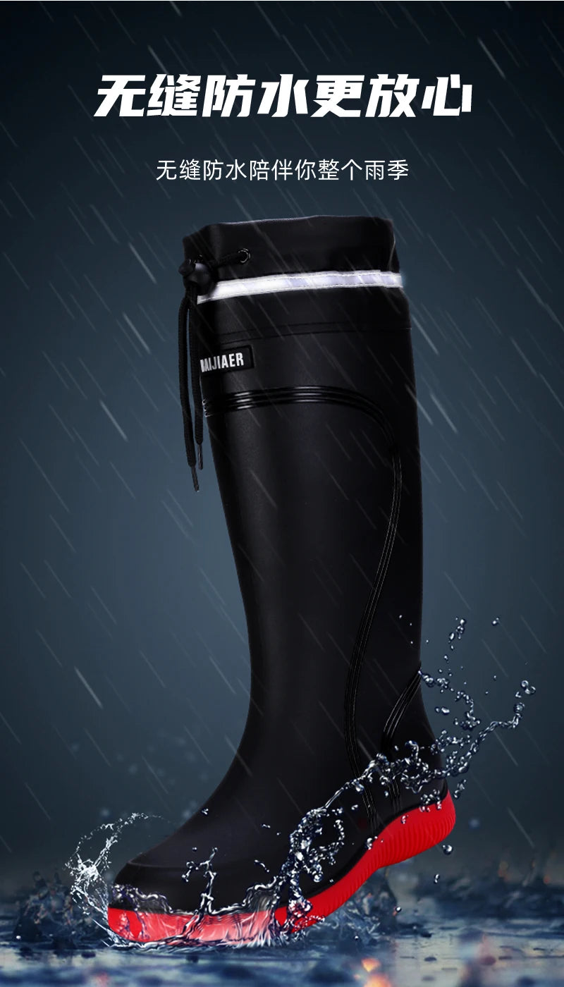 Men’s & Women’s High-End Rain Boots – Waterproof, Non-Slip Short & Mid-Calf Rubber Boots with Drawstring