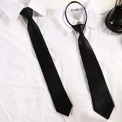 Unisex Black Clip-On Tie – Simple Security Necktie for Uniforms, Suits, Students & Funerals