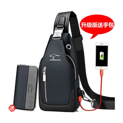 Men's Waterproof Oxford Chest Bag – Korean Style Casual Sport Crossbody Shoulder Messenger Bag