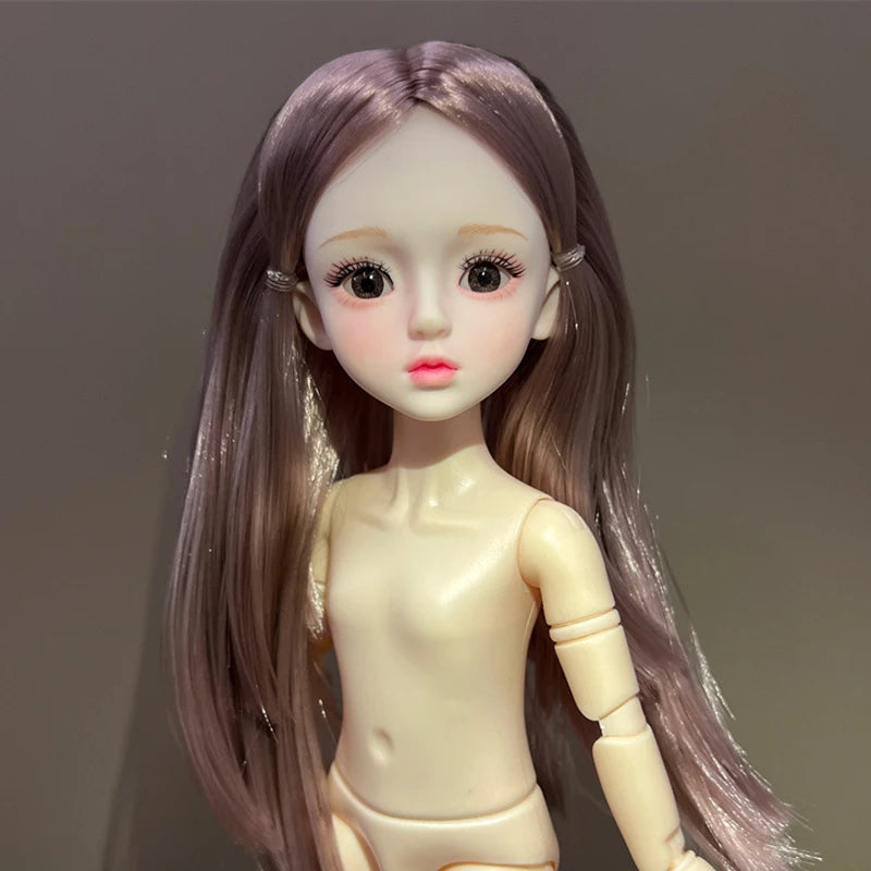 30cm 1/6 BJD Ball Jointed Doll – Starry Gray Eyes with Lolita Fashion Dress, DIY Toy Gift for Girls