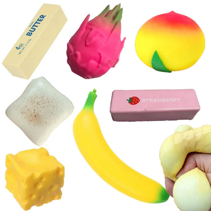 14-Style Squishy Fidget Toys - Slow-Rebound Food-Themed Stress Balls for Anxiety Relief & Fun Gifts