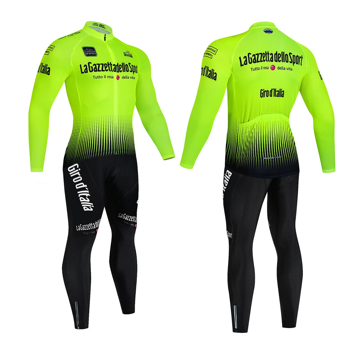 Tour De Italy D'ITALIA Cycling Clothes – Men's Fleece Jersey & Bib Pants Sports Set, Bicycle Uniform Costume