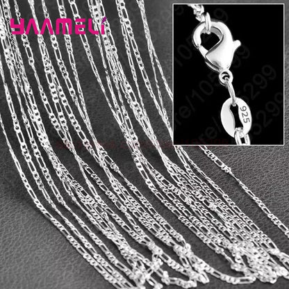 10PCS 925 Sterling Silver Charm Link Chain Necklaces – Smooth Lobster Clasp Jewelry, 16-30 Inch Adjustable