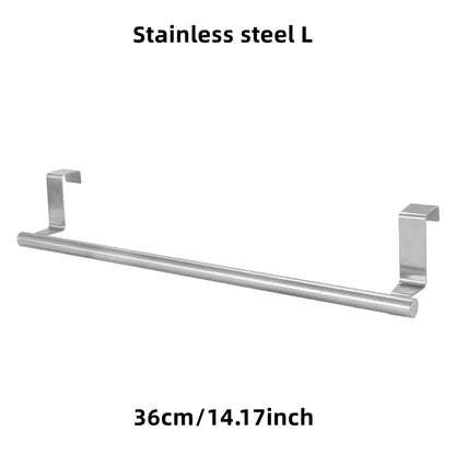 1/2pcs Over-Door Towel Rack – Stainless Steel Hanging Bar for Bathroom & Kitchen Cabinets, White & Black Shelf Hanger