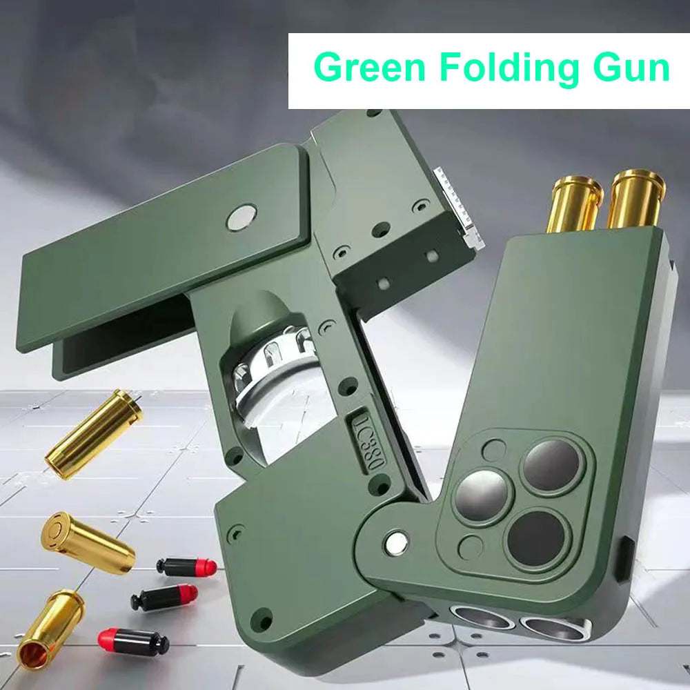iPhone Folding Soft Bullet Toy Gun – Shell Ejecting Mobile Phone Gun for Kids & TikTok Fun