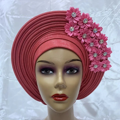 High-Quality African Headtie Turban: Nigerian Aso Oke Fabric Muslim Headwear - Gele Head Wrap Sego Headtie