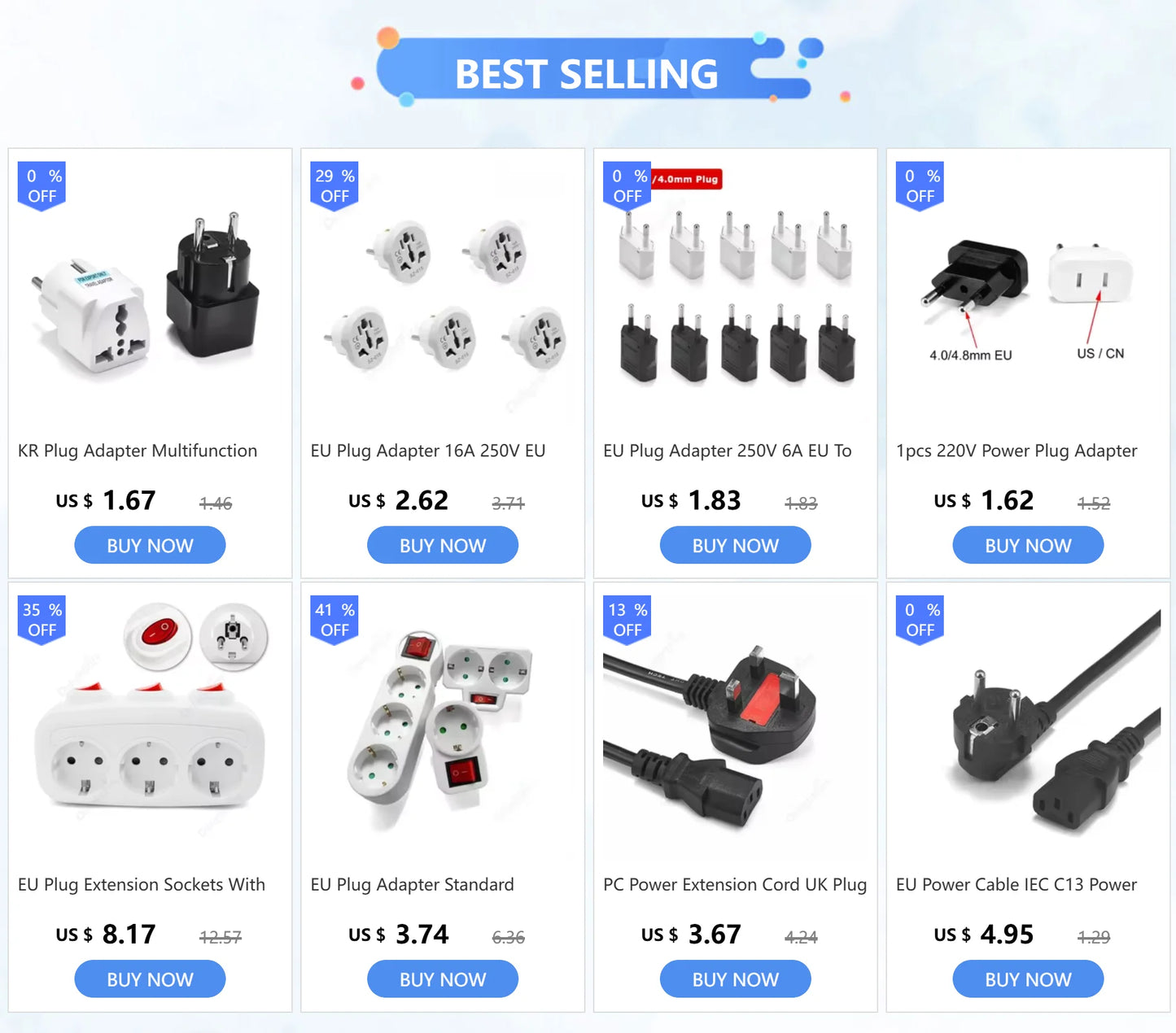 KR Plug Adapter – Multifunction Universal AU, UK, US to EU Type E/F Electrical Socket for France & Spain Travel