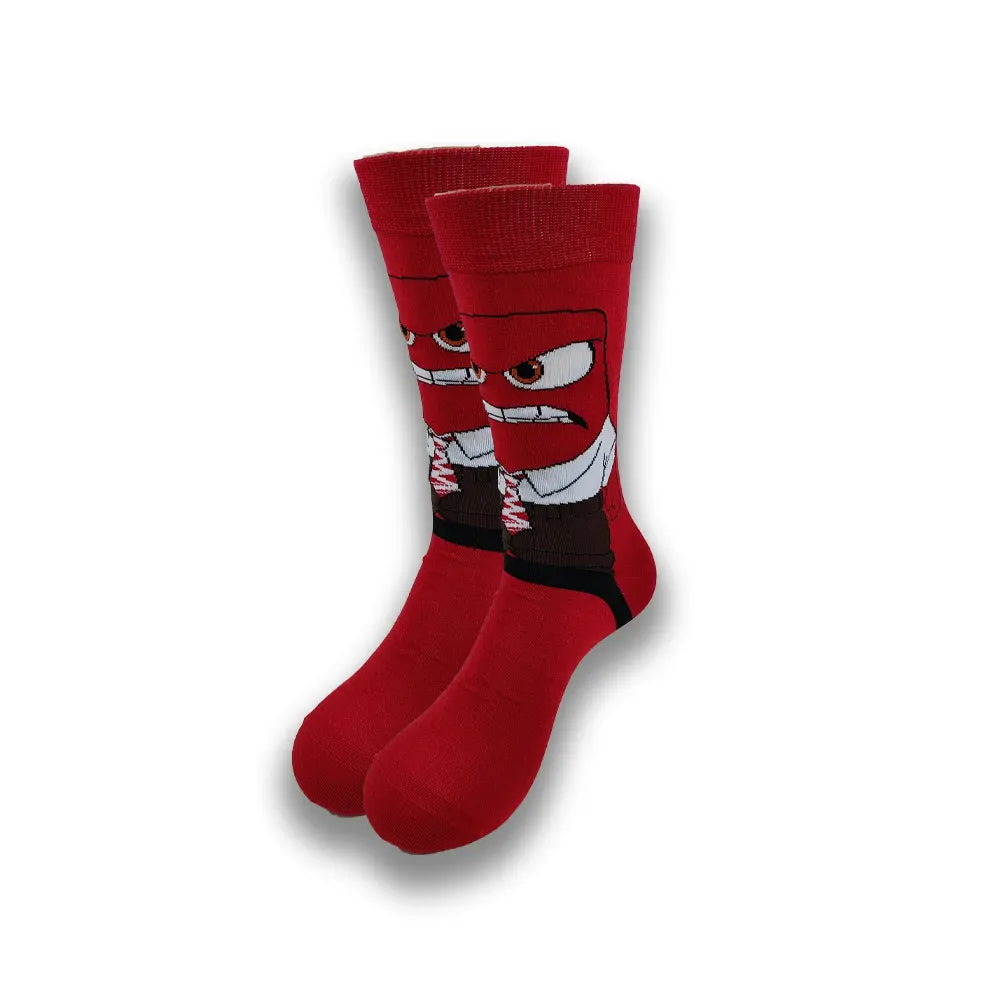 Men's Cartoon Character Crew Socks - Fun Novelty Cotton Casual Socks