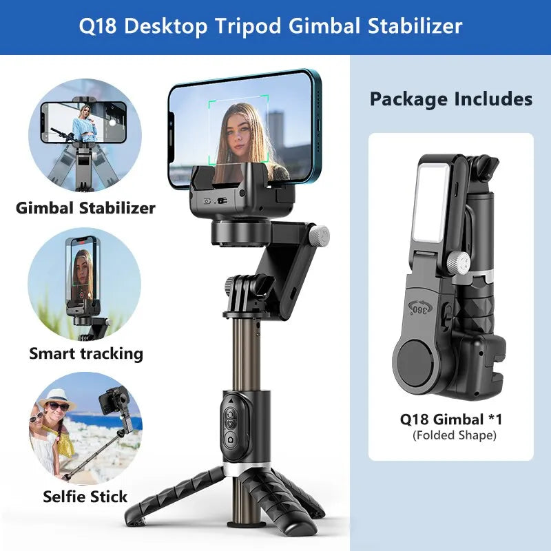 360° Rotation Gimbal Stabilizer & Selfie Stick – Tripod for iPhone & Smartphone Live Photography