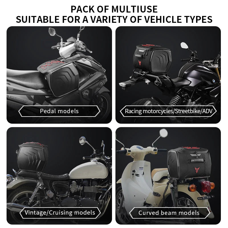 Motocentric Waterproof Motorcycle Helmet Bag - Multifunctional Rear Seat Backpack, High Capacity for Riders