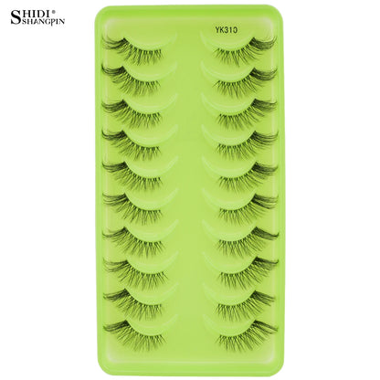 SHIDISHANGPIN 5/10 Pairs Cat Eye False Lashes – 3D Mink Half Lashes, Eyelash Extensions for Natural Makeup, Faux Cils Maquiagem