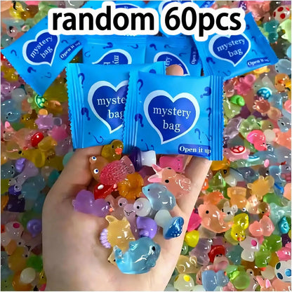 60-Piece Mini Resin Animal Mystery Bag - Cute DIY Craft Charms for Fairy Gardens, Mini Landscapes, and Creative Decorations