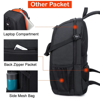 Large Waterproof Camera Backpack — DSLR & Video Tripod Bag with Rain Cover for Canon, Nikon, Sony, Pentax