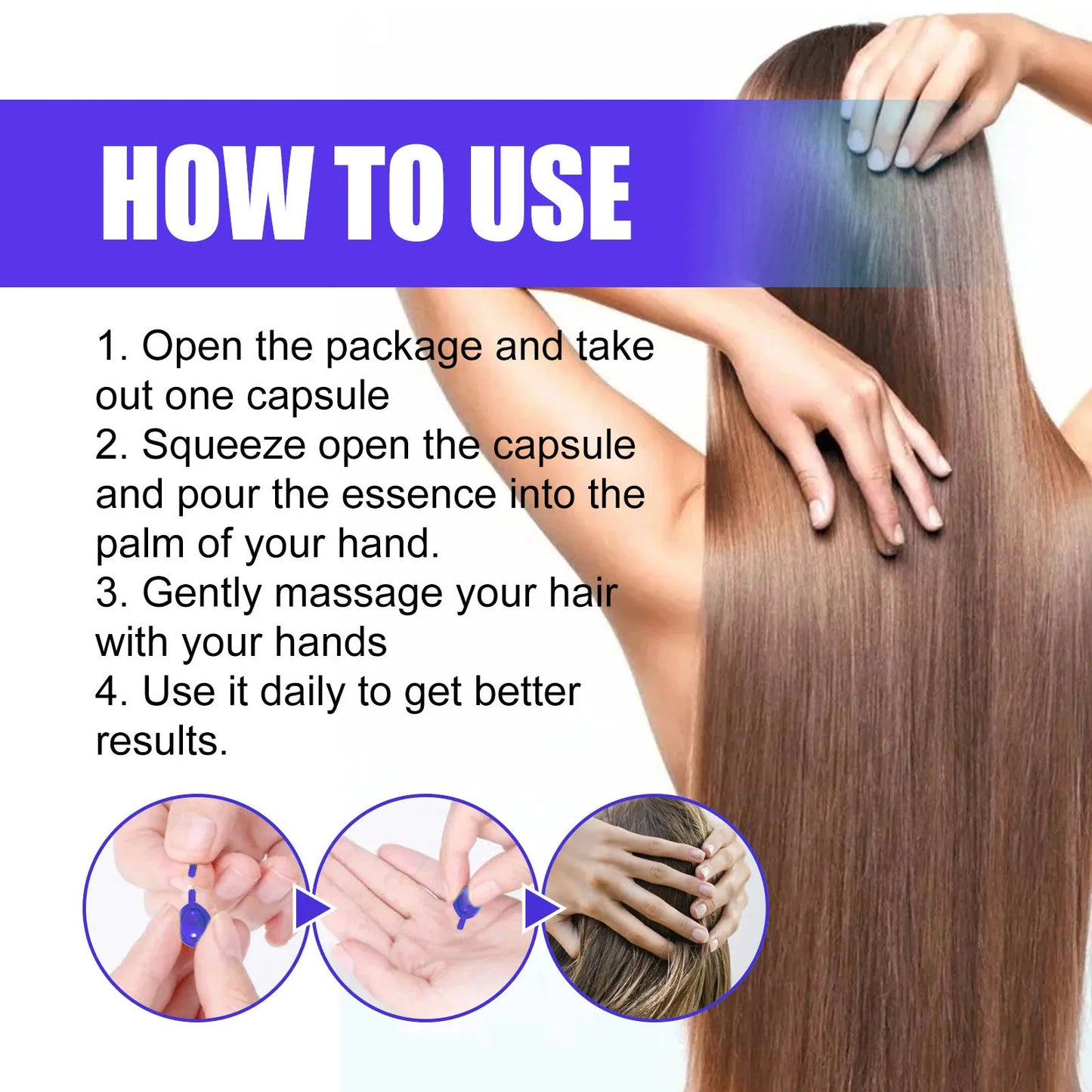 Magic Hair Vitamin Capsules — Keratin Oil for Fast Hair Restoration, Soft, Smooth, Shiny, Deep Moisturizer for Frizzy & Dry Scalp Hair Care