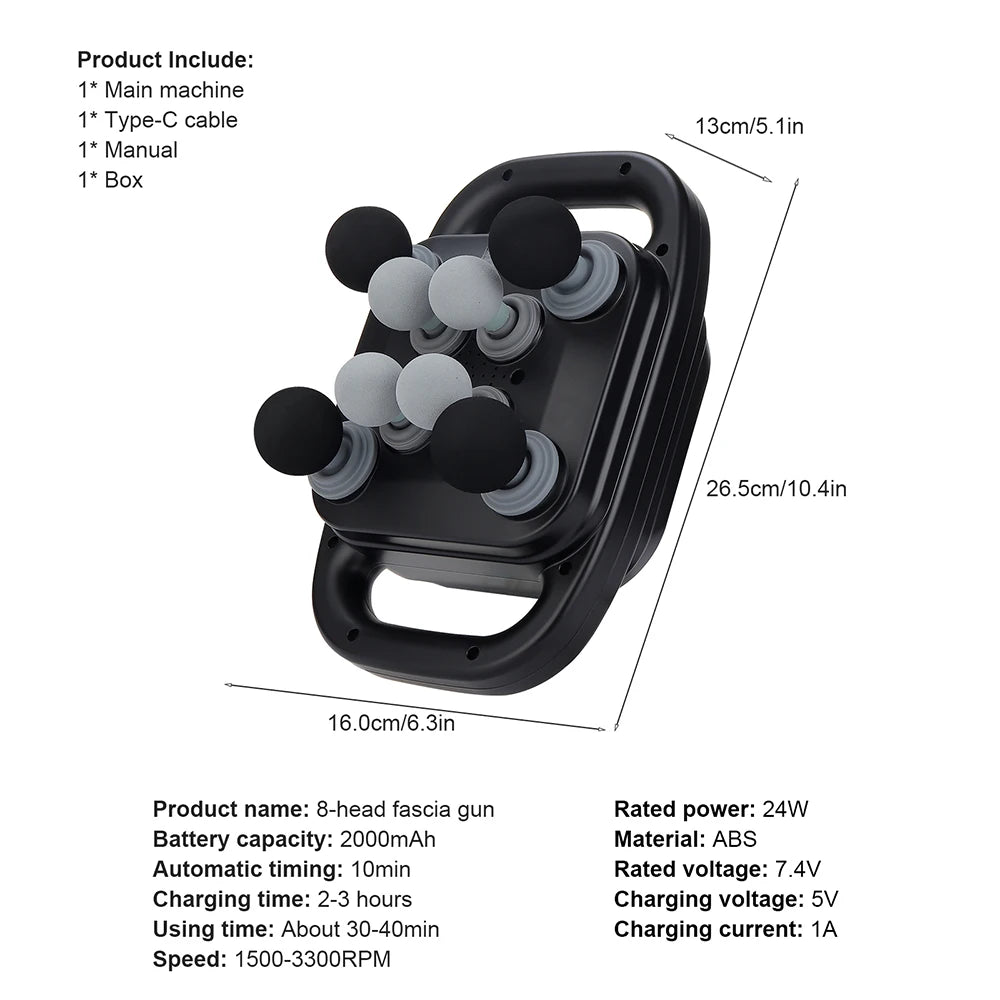 16-Head Fascia Massage Gun – High-Frequency Vibration Body Massager for Back, Waist, Neck, and Shoulders, Muscle Relief