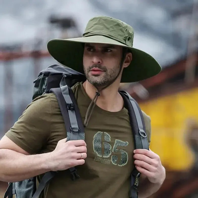 Stay Protected Outdoors: New Sun Protection Fishing Hat - Breathable Mesh, Anti-UV Summer Cap for Camping, Hiking, and Mountaineering - Men's Panama Style