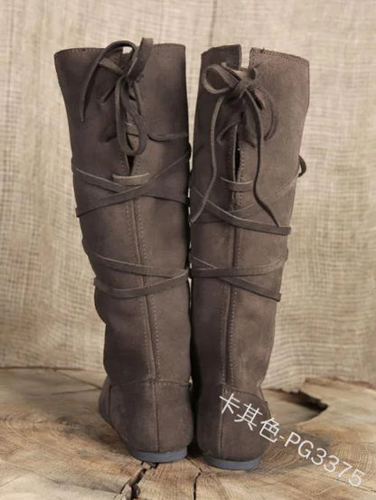 Men’s Medieval Viking Boots – PU Leather Knight LARP Shoes Retro Nordic Warrior Cosplay Carnival Costume Footwear