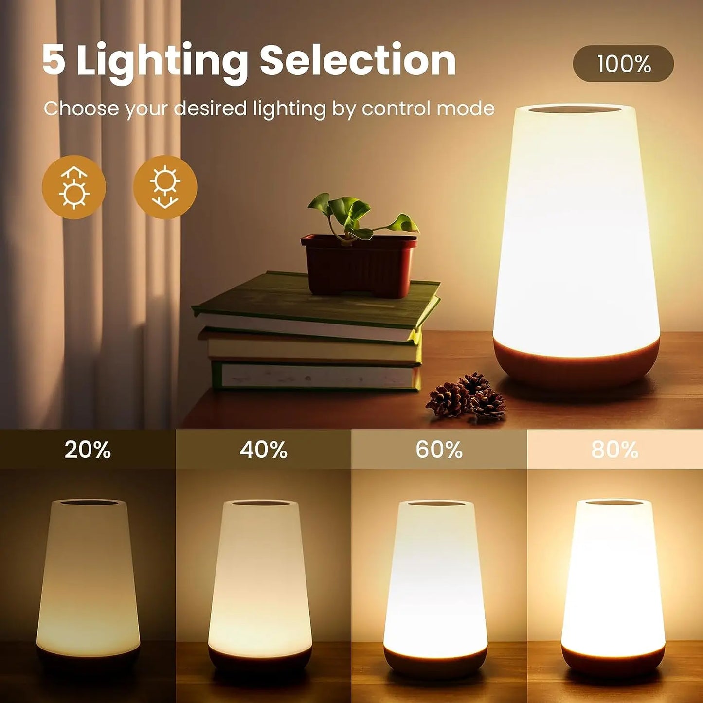 13 Color Changing Night Light - RGB Touch Control USB Rechargeable Dimmable Bedside Table Lamp