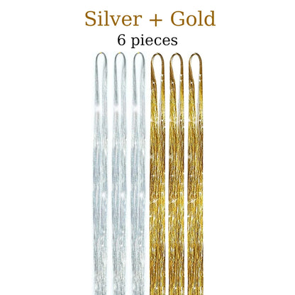 48-Inch Hair Tinsel Kit – 1200 Strands, 12 Colors Sparkling Fairy Hair Extensions with Tool