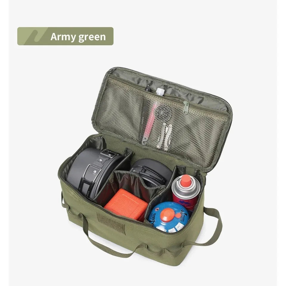 Outdoor Camping Gas Tank & Tool Storage Bag – Large Capacity Bag for Gas Canister, Ground Nails, and Cookware