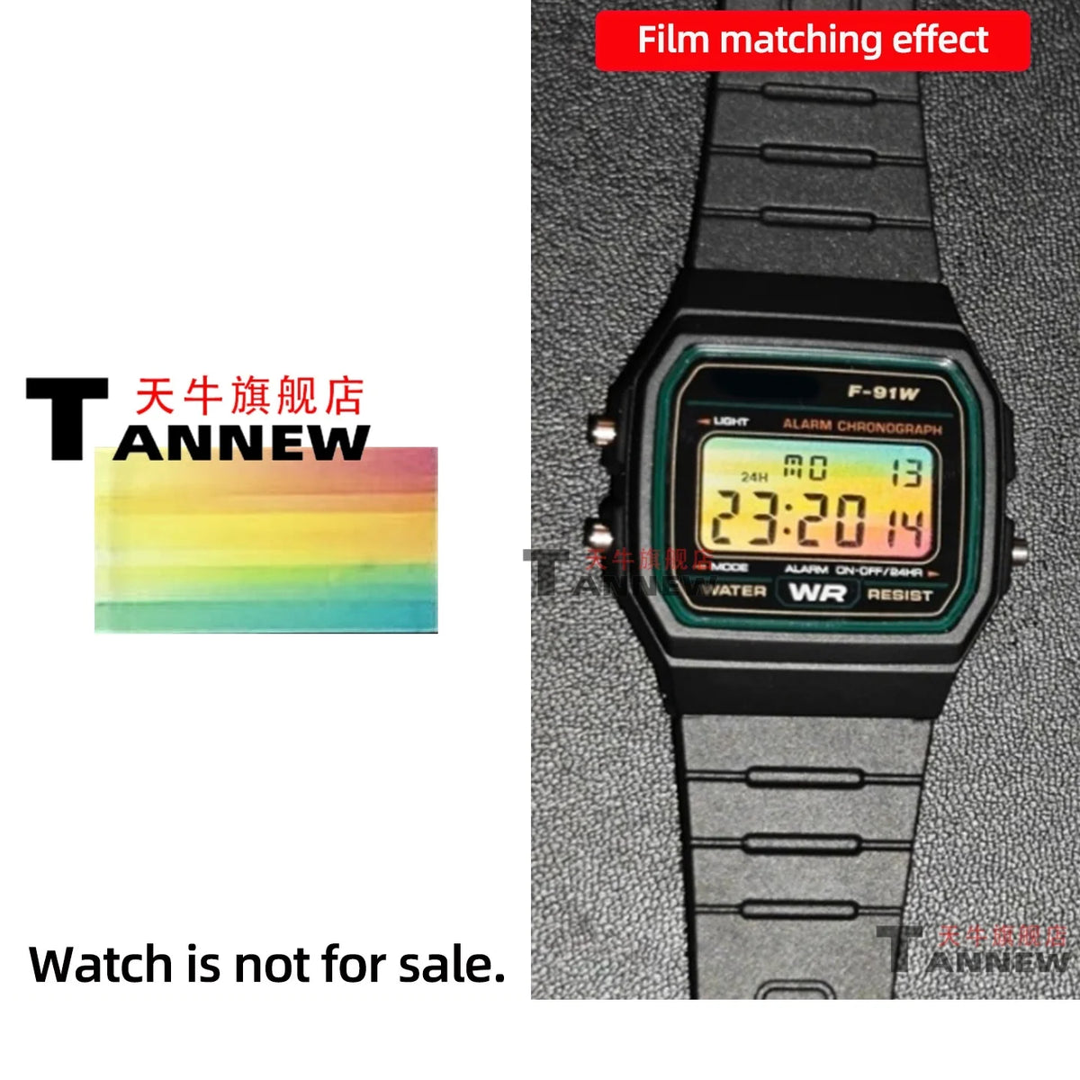 Casio F-91W A158W A168 Mod Kit - STN HD Display, Rainbow Gradient Display Sticker & Complete Watch Makeover Set