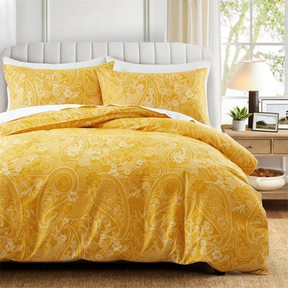 Grey Feather Duvet Cover Set – Full/Queen Boho Bedding with Soft Reversible White Comforter Cover for Kids & Teens