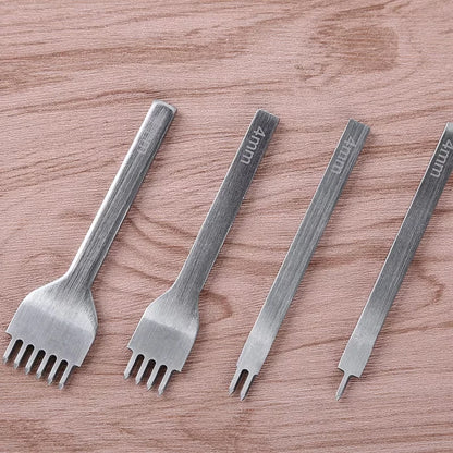 Fenrry Leather Spacing Punch Set – 3/4/5/6mm Lacing & Stitching Hole Punch Tools with 1/2/4/6 Prongs for DIY Leathercraft