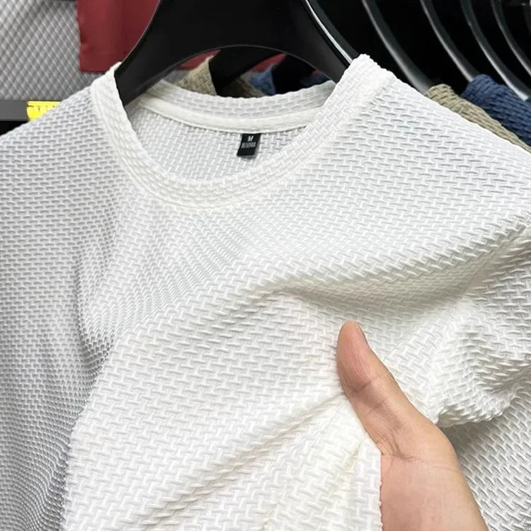 Men's Slimming Bamboo Ice Silk Mesh T-shirt - Casual Summer Short Sleeve Top for Men