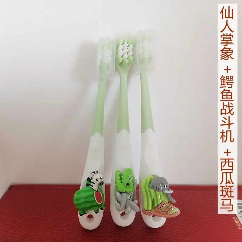 3PCS Italian Brainrot Tung Kids Toothbrushes — Soft Bristle Anime Cartoon Toothbrush for Children Ages 2-12
