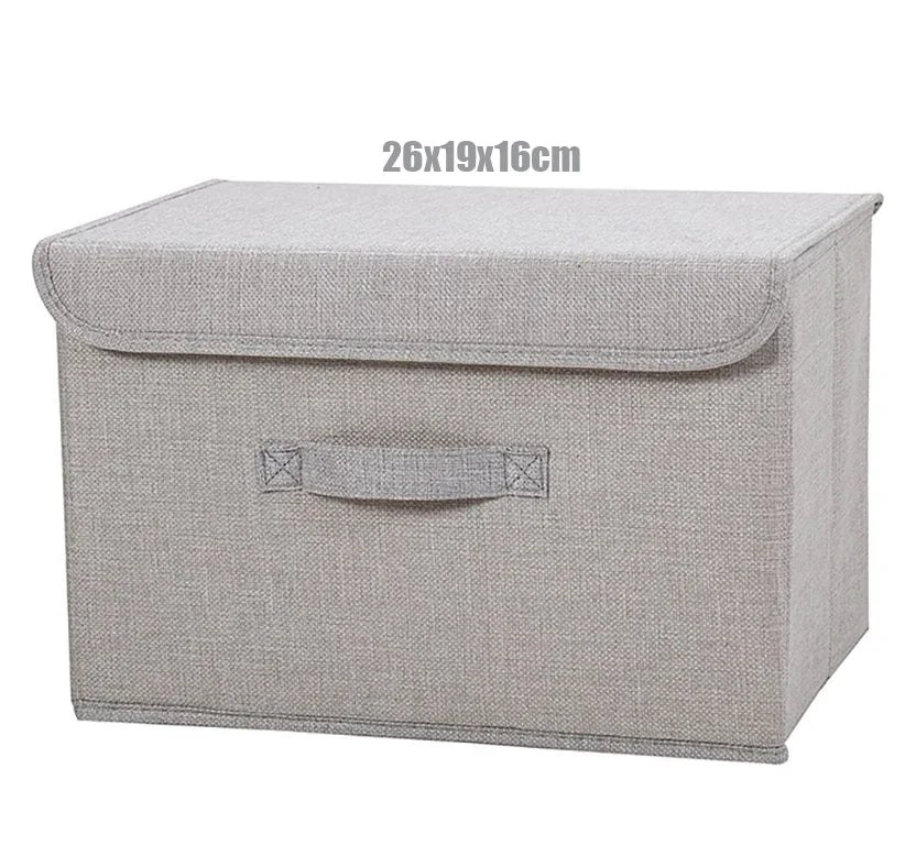 Washable Cotton Linen Folding Storage Box – CD, Toy & Laundry Organizer with Lid