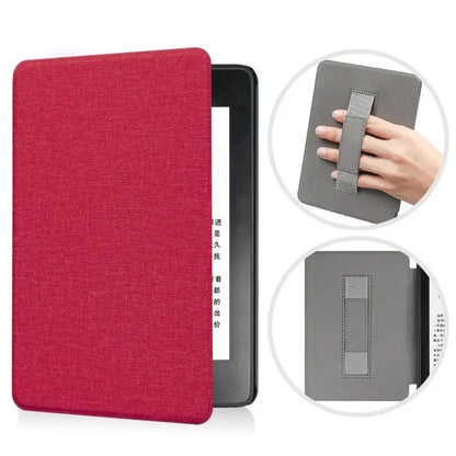 6" Kindle 11th Generation 2024 Case | PU Leather Ebook Cover with Hand Strap & Auto Wake Sleep