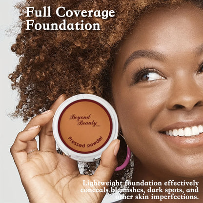 Wheat Bronzing Powder for Dark Skin - Matte Finish, Sweatproof & Oil Control Foundation Concealer with Puff & Mirror