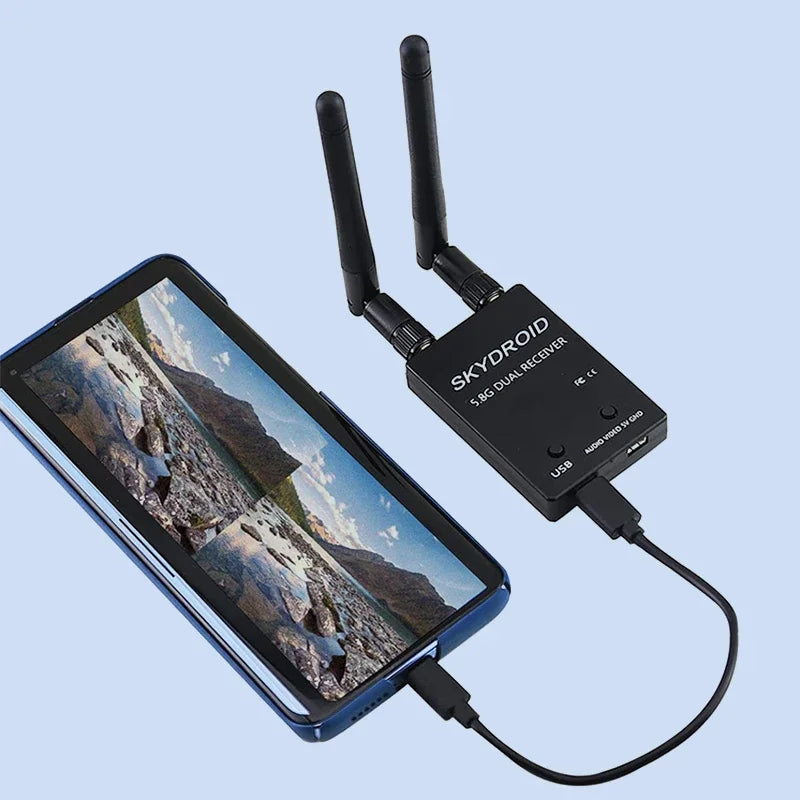 SKYDROID 5.8GHz 150CH FPV Dual/Single Antenna Receiver – UVC OTG RC Drone Part for Android Smartphones