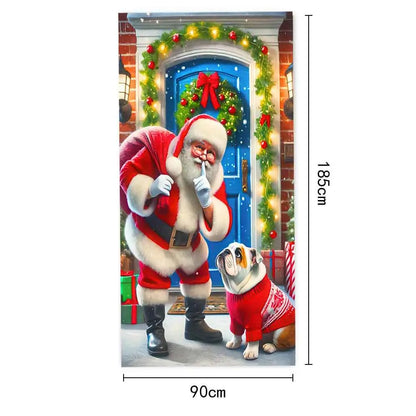 Christmas Fabric Door Banner – Merry Christmas Hanging Background for Photo Booth, Xmas Decor & Photography Props