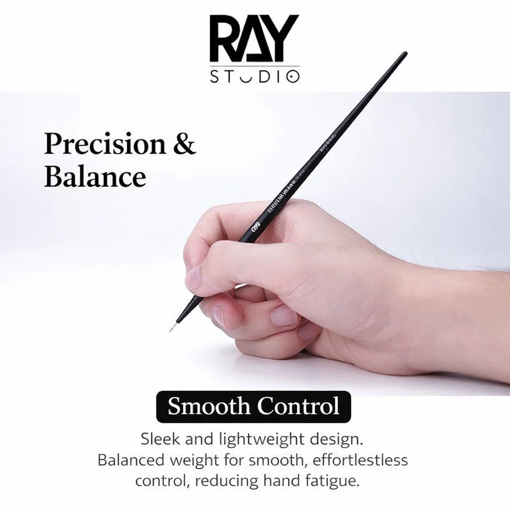 RAYSTUDIO Ultra-Fine Modeling Brush Set #0 #1 #2 – Precision Outline Pen & Script Liner Brushes for Hobby Painting and Detailing
