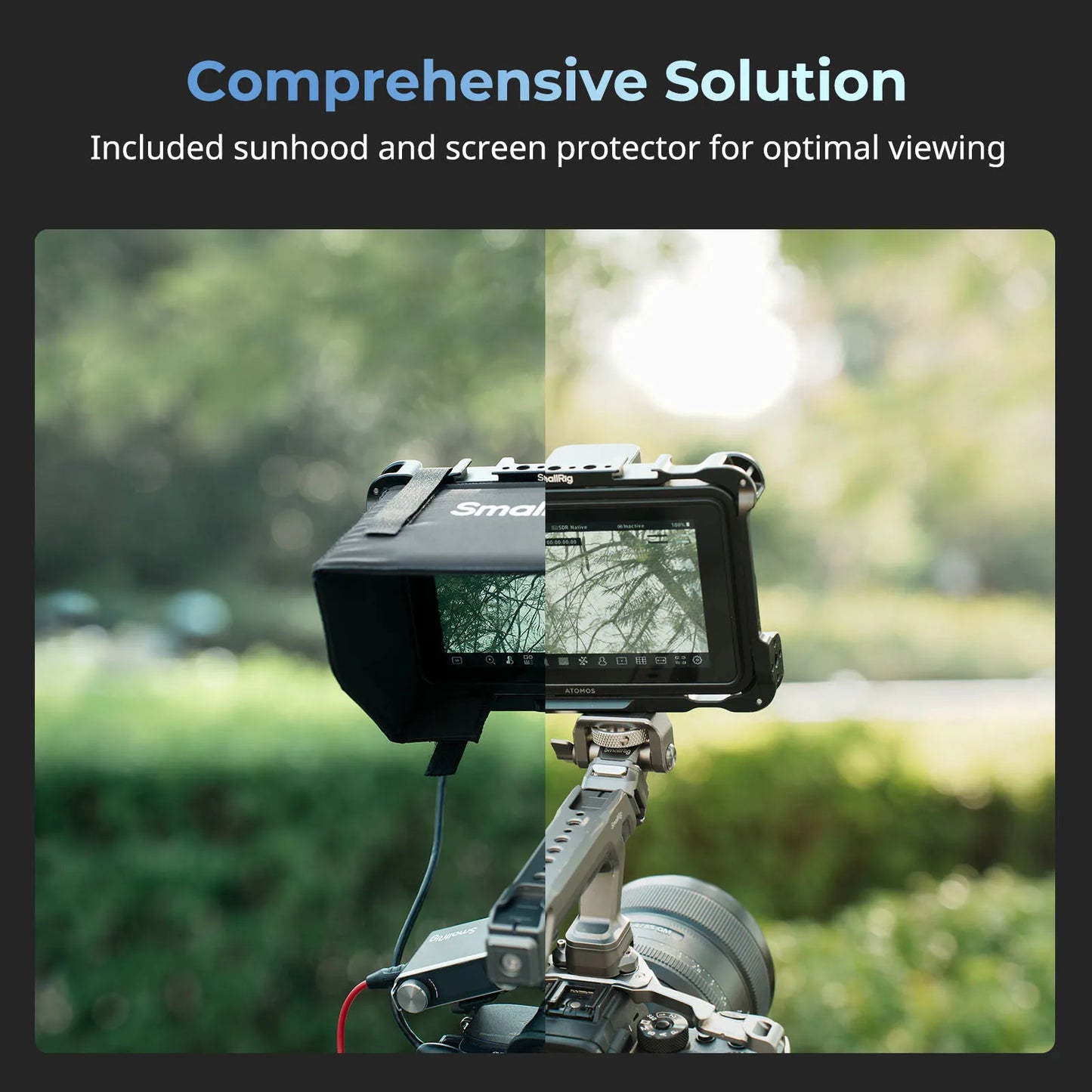 SmallRig Monitor Cage Kit for Atomos Shinobi II – Protective Cage with Sunhood, USB-C Cable Clamp & Screen Protector for Professional Camera Monitor Rig (Model 5030)