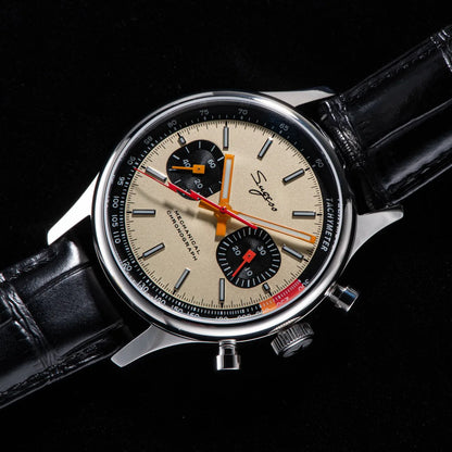 Sugess Pilot Men’s Chronograph Watch — Original ST1901 Mechanical Movement, Sapphire Crystal, Waterproof Racing Strap