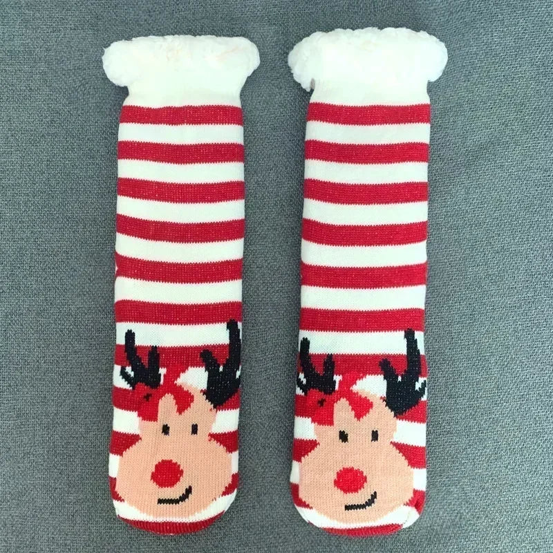 Fuzzy Plush Winter Socks - Warm Non-Slip Snowflake Slipper Socks for Women, Home & Sleeping