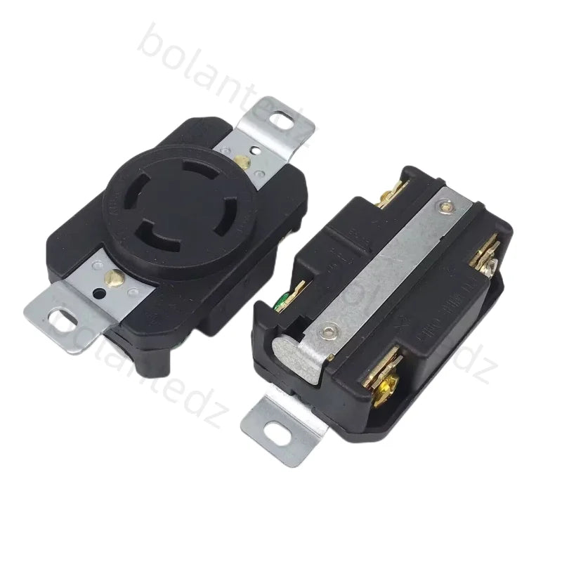 NEMA L14-30P/L14-30R Twist-Lock Power Connector - UL Listed 30A 125/250V 4-Pole Industrial Plug and Panel Receptacle, Black